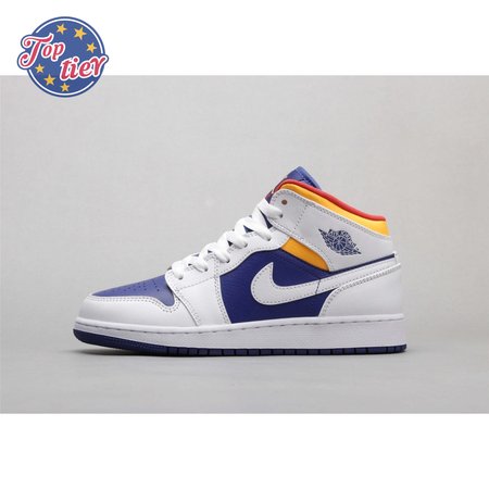 Air Jordan 1 Mid White Laser Orange Deep Royal Blue 36-40