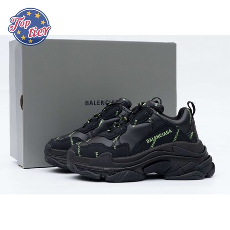 Balenciaga Triple S Allover Logo Black Green(W) SIZE: 35-45