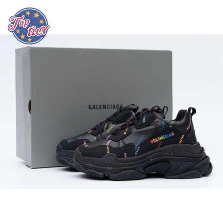 Balenciaga Triple S Allover Logo Black Rainbow (W) SIZE: 35-45