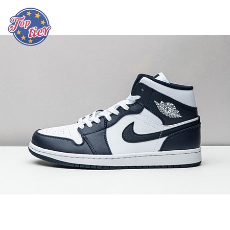 Jordan 1 Mid White Metallic Gold Obsidian 554724-174 Size 36-47.5