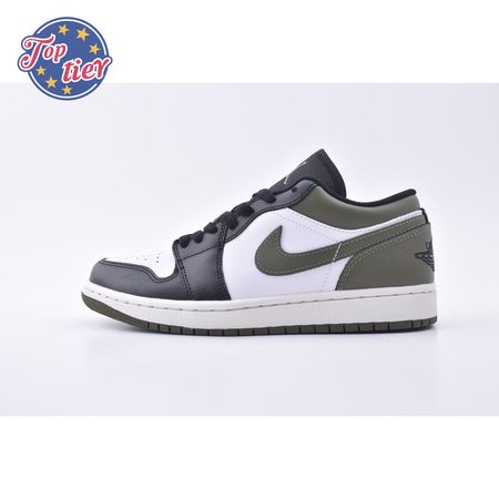 Jordan 1 Low Black Toe Medium Olive 553558-092 Unisex Size